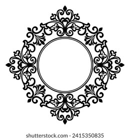 Decorative line art frame for design template. Elegant vector element Eastern style, place for text. Lace illustration for invitations and greeting cards