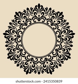 Decorative line art frame for design template. Elegant vector element Eastern style, place for text. Lace illustration for invitations and greeting cards
