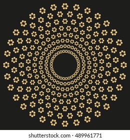 Decorative line art frame for design template. Elegant vector element for design in Eastern style, place for text. Golden outline floral border. Lace illustration for invitations and greeting cards