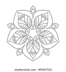 Decorative line art frame for design template. Elegant vector element for design, place for text. Grey outline floral border. Lace illustration for invitations and greeting cards.
