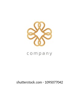 Decorative line art frames for design template. Elegant element. Golden floral border. Lace illustration for invitations and greeting cards. Ornament abstract logo. Vector, round decorative sign.