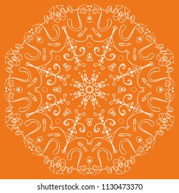 Decorative line art frames for design template. Elegant element for design, place for text. orange outline floral border.