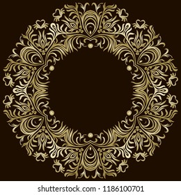 Decorative line art frames for design template. Elegant element for design in Eastern style, place for text. Golden outline floral border. Lace illustration for invitations and greeting cards
