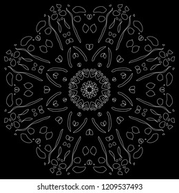 Decorative line art frames for design template. Elegant element for design, place for text. Black outline floral border. Lace vector illustration for invitations