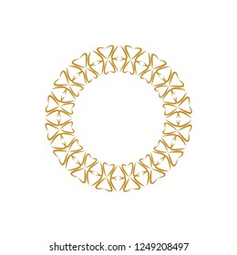 Decorative line art frames for design template. Elegant element for design in Eastern style, place for text. Golden outline floral border. Lace illustration for invitations and greeting cards.
