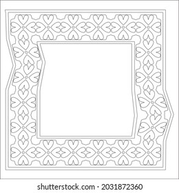 Decorative line art frames for design template. Elegant element for design in Eastern style, place for text. Black outline floral 

border. Lace vector illustration for invitations and greeting cards