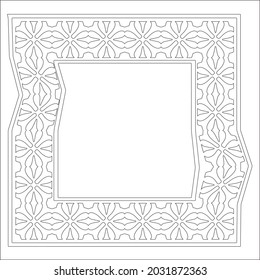 Marcos decorativos de líneas para la plantilla de diseño. Elegante elemento para el diseño en estilo oriental, lugar para el texto. Floral de contorno negro 

borde. Ilustración vectorial de encaje para invitaciones y tarjetas de felicitación
