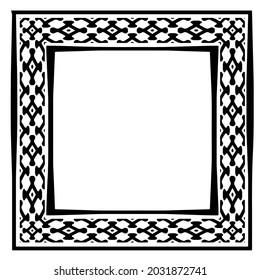 Marcos decorativos de líneas para la plantilla de diseño. Elegante elemento para el diseño en estilo oriental, lugar para el texto. Floral de contorno negro 

borde. Ilustración vectorial de encaje para invitaciones y tarjetas de felicitación