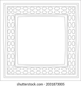 Decorative line art frames for design template. Elegant element for design in Eastern style, place for text. Black outline floral 

border. Lace vector illustration for invitations and greeting cards
