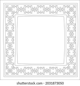 Decorative line art frames for design template. Elegant element for design in Eastern style, place for text. Black outline floral 

border. Lace vector illustration for invitations and greeting cards
