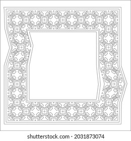 Marcos decorativos de líneas para la plantilla de diseño. Elegante elemento para el diseño en estilo oriental, lugar para el texto. Floral de contorno negro 

borde. Ilustración vectorial de encaje para invitaciones y tarjetas de felicitación