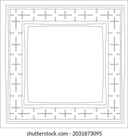 Marcos decorativos de líneas para la plantilla de diseño. Elegante elemento para el diseño en estilo oriental, lugar para el texto. Floral de contorno negro 

borde. Ilustración vectorial de encaje para invitaciones y tarjetas de felicitación