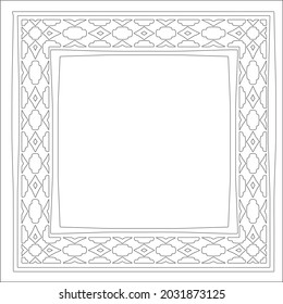 Decorative line art frames for design template. Elegant element for design in Eastern style, place for text. Black outline floral 

border. Lace vector illustration for invitations and greeting cards
