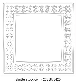 Marcos decorativos de líneas para la plantilla de diseño. Elegante elemento para el diseño en estilo oriental, lugar para el texto. Floral de contorno negro 

borde. Ilustración vectorial de encaje para invitaciones y tarjetas de felicitación