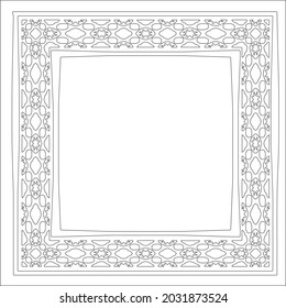 Decorative line art frames for design template. Elegant element for design in Eastern style, place for text. Black outline floral 

border. Lace vector illustration for invitations and greeting cards