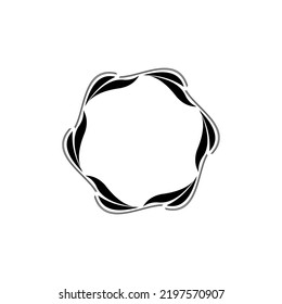 Decorative line art frames for design template. Lace illustration for invitations and greeting cards. Circle leaf frame vector.
