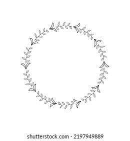 Decorative line art frames for design template. Lace illustration for invitations and greeting cards. Circle leaf frame vector.
