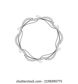 Decorative line art frames for design template. Lace illustration for invitations and greeting cards. Circle leaf frame vector.
