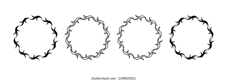 Decorative line art frames for design template. Lace illustration for invitations and greeting cards. Circle leaf frame vector.
