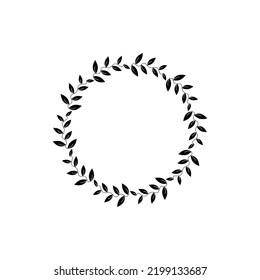 Decorative line art frames for design template. Lace illustration for invitations and greeting cards. Circle leaf frame vector.
