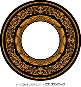 Decorative line art frames for design template. Elegant vector element for design in Eastern style, place for text. Golden outline floral border. Lace illustration for invitations and greeting cards