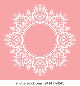 Decorative line art frames for design template. Elegant vector element for design in Eastern style, place for text. Pink outline floral border. Lace illustration for invitations and greeting cards
