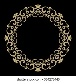 Decorative line art frames for design template. Elegant element for design in Eastern style, place for text. Golden outline floral border. Lace illustration for invitations and greeting cards