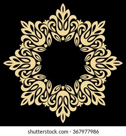 Decorative line art frames for design template. Elegant element for design in Eastern style, place for text. Golden outline floral border. Lace illustration for invitations and greeting cards