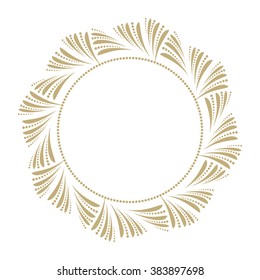 Decorative line art frames for design template. Elegant vector element for design in Eastern style, place for text. Golden outline floral border. Lace illustration for invitations and greeting cards