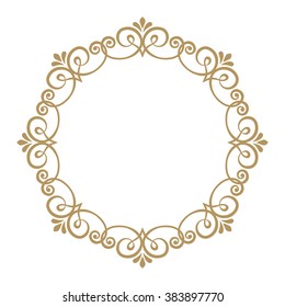 Decorative line art frames for design template. Elegant vector element for design in Eastern style, place for text. Golden outline floral border. Lace illustration for invitations and greeting cards