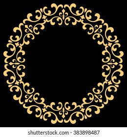 Decorative line art frames for design template. Elegant vector element for design in Eastern style, place for text. Golden outline floral border. Lace illustration for invitations and greeting cards