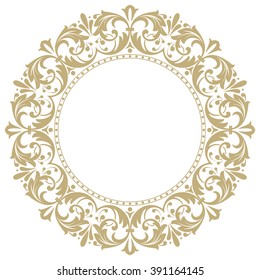 Decorative line art frames for design template. Elegant vector element for design in Eastern style, place for text. Golden outline floral border. Lace illustration for invitations and greeting cards