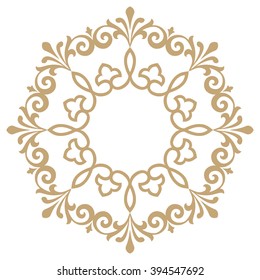 Decorative line art frames for design template. Elegant vector element for design in Eastern style, place for text. Golden outline floral border. Lace illustration for invitations and greeting cards