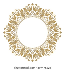 Decorative line art frames for design template. Elegant vector element for design in Eastern style, place for text. Golden outline floral border. Lace illustration for invitations and greeting cards