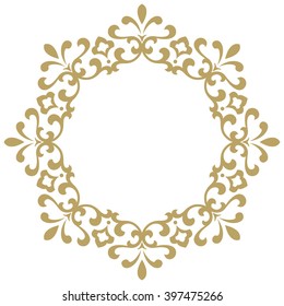Decorative line art frames for design template. Elegant vector element for design in Eastern style, place for text. Golden outline floral border. Lace illustration for invitations and greeting cards
