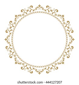 Decorative line art frames for design template. Elegant vector element for design in Eastern style, place for text. Golden outline floral border. Lace illustration for invitations and greeting cards