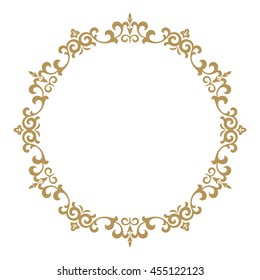 Decorative line art frames for design template. Elegant vector element for design in Eastern style, place for text. Golden outline floral border. Lace illustration for invitations and greeting cards
