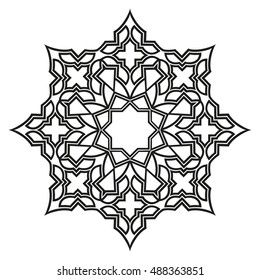 Decorative line art frames for design template. Elegant element for design in Eastern style, place for text. Black outline floral border. Lace vector illustration for invitations and greeting cards