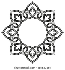 Decorative line art frames for design template. Elegant element for design in Eastern style, place for text. Black outline floral border. Lace vector illustration for invitations and greeting cards