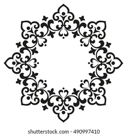 Decorative line art frames for design template. Elegant element for design in Eastern style, place for text. Black outline floral border. Lace vector illustration for invitations and greeting cards