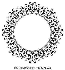 Decorative line art frames for design template. Elegant element for design in Eastern style, place for text. Black outline floral border. Lace vector illustration for invitations and greeting cards