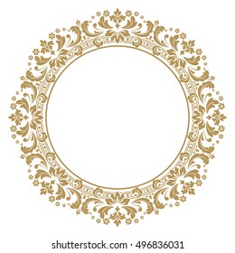 Decorative line art frames for design template. Elegant vector element for design in Eastern style, place for text. Golden outline floral border. Lace illustration for invitations and greeting cards
