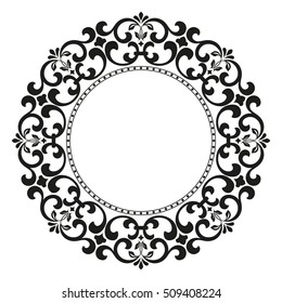 Decorative line art frames for design template. Elegant element for design in Eastern style, place for text. Black outline floral border. Lace vector illustration for invitations and greeting cards