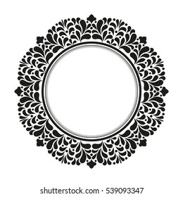Decorative line art frames for design template. Elegant element for design in Eastern style, place for text. Black outline floral border. Lace vector illustration for invitations and greeting cards