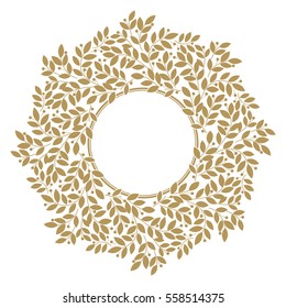 Decorative line art frames for design template. Elegant vector element for design in Eastern style, place for text. Golden outline floral border. Lace illustration for invitations and greeting cards.