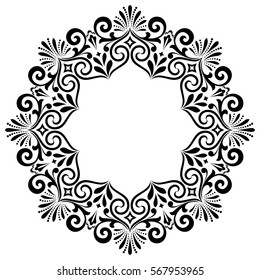 Decorative line art frames for design template. Elegant element for design in Eastern style, place for text. Black outline floral border. Lace vector illustration for invitations and greeting cards.