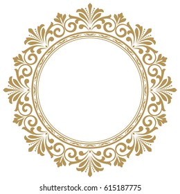 Decorative line art frames for design template. Elegant vector element for design in Eastern style, place for text. Golden outline floral border. Lace illustration for invitations and greeting cards