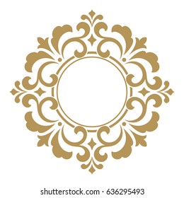 Decorative line art frames for design template. Elegant vector element for design in Eastern style, place for text. Golden outline floral border. Lace illustration for invitations and greeting cards.