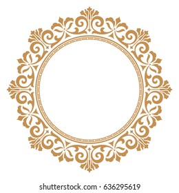 Decorative line art frames for design template. Elegant vector element for design in Eastern style, place for text. Golden outline floral border. Lace illustration for invitations and greeting cards.