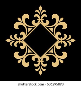 Decorative line art frames for design template. Elegant vector element for design in Eastern style, place for text. Golden outline floral border. Lace illustration for invitations and greeting cards